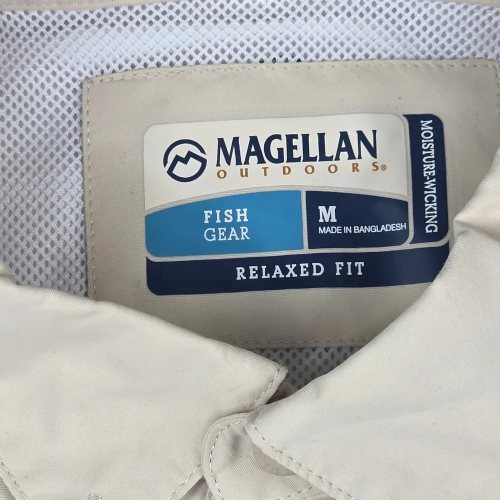 Magellan Men's‎ Laguna Madre Lawnmower Dad Short Sleeve Top Size M Beige